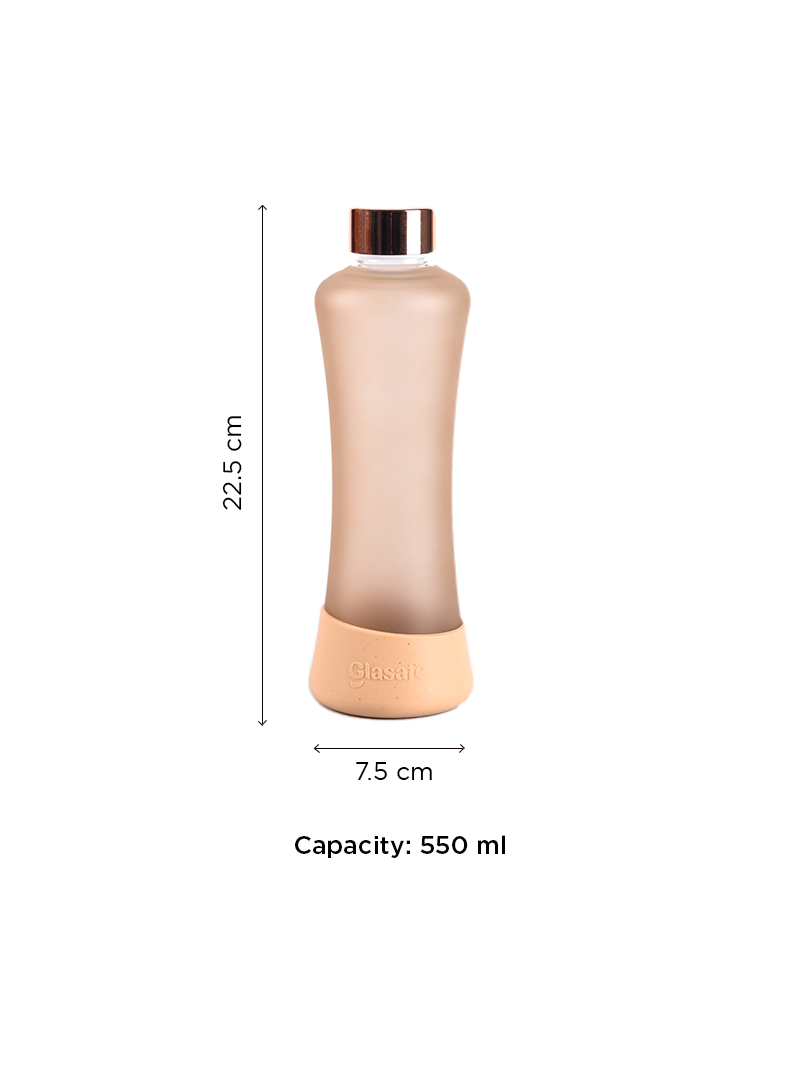 Glasafe SYP Borosilicate Glass Bottle with Silicone base 550ml (Bisque)