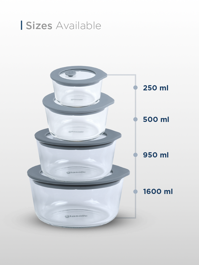 Borosilicate Glass Mixing Bowl with Leak-Proof Lid and Air-vent – 950ml Soothing Slate