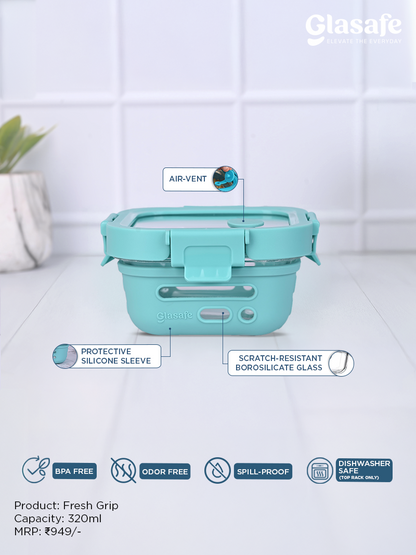 Glasafe Snack Lunch Combo with Lunch Bag Set of 3 (Tiffin: 320mlx1 + 520mlx2)