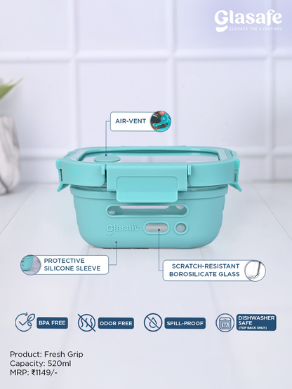 Glasafe Snack Lunch Combo with Lunch Bag Set of 3 (Tiffin: 320mlx1 + 520mlx2)