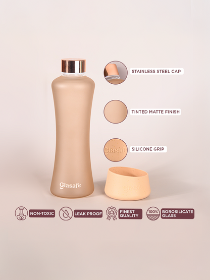 Glasafe SYP Borosilicate Glass Bottle with Silicone base 550ml (Bisque)
