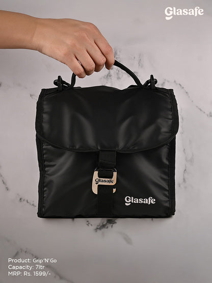Glasafe Office Meal Combo with Lunch Bag Set of 5 (Tiffin: 320mlx1 + 520mlx2 + Bottle: 750ml)