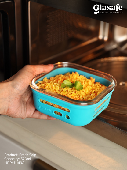 Glasafe Snack Lunch Combo with Lunch Bag Set of 3 (Tiffin: 320mlx1 + 520mlx2)