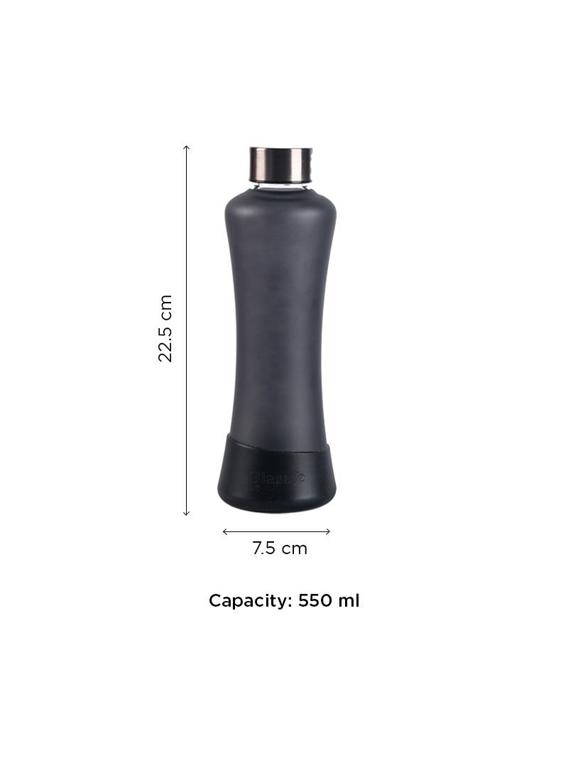 Glasafe SYP Borosilicate Glass Bottle with Sillicone Base 550ml (Noir)