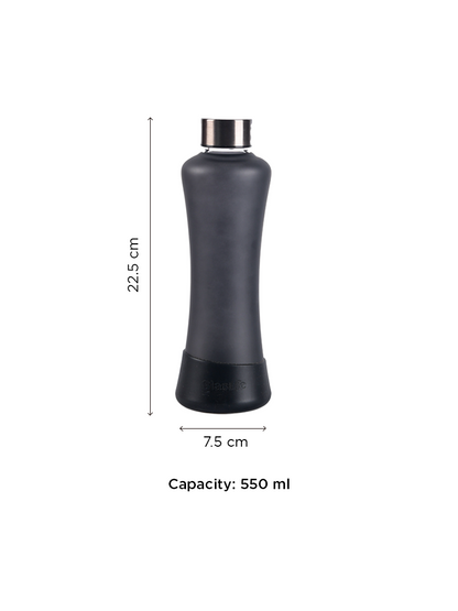 Glasafe SYP Borosilicate Glass Bottle with Sillicone Base 550ml (Noir)