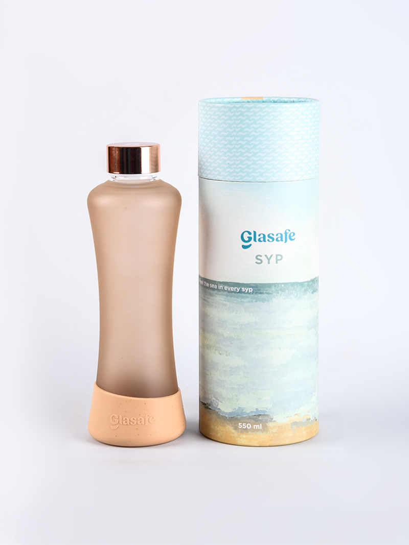 Glasafe SYP Borosilicate Glass Bottle with Silicone base 550ml (Bisque)