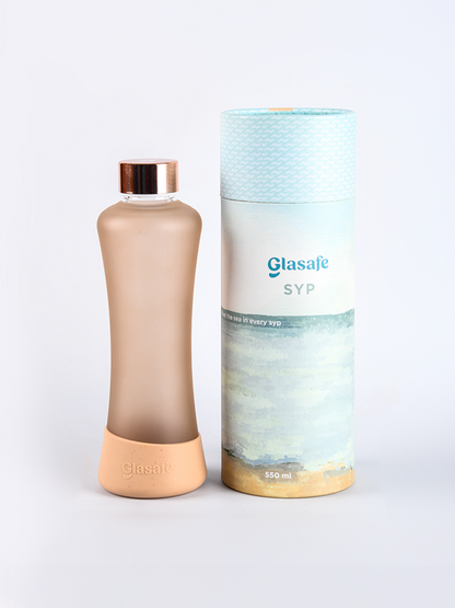 Glasafe SYP Borosilicate Glass Bottle with Silicone base 550ml (Bisque)