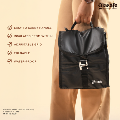 Glasafe Eat Light Combo with Lunch bag Set of 3 (Tiffin: 320mlx1 + 520mlx1)
