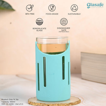 Glasafe His & Her Combo Set Of 6 (Bottle 750mlX2 + Drinking Glass 350mlX4)