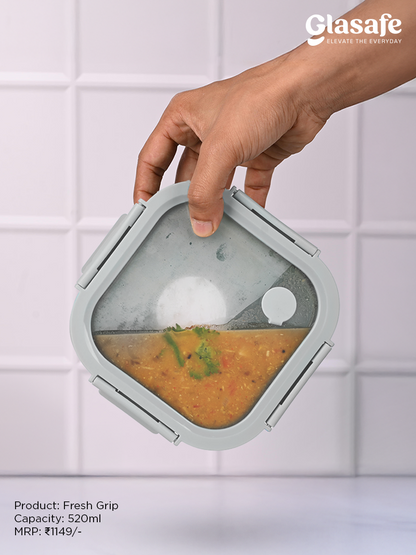 Glasafe Eat Light Combo with Lunch bag Set of 3 (Tiffin: 320mlx1 + 520mlx1)