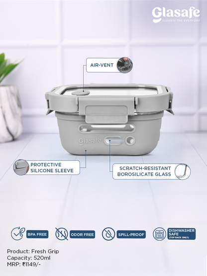 Glasafe Eat Light Combo with Lunch bag Set of 3 (Tiffin: 320mlx1 + 520mlx1)