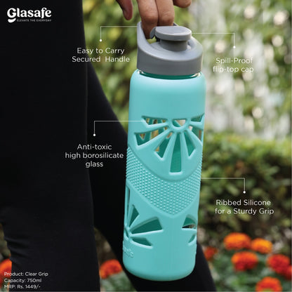 Glasafe His & Her Combo Set Of 6 (Bottle 750mlX2 + Drinking Glass 350mlX4)