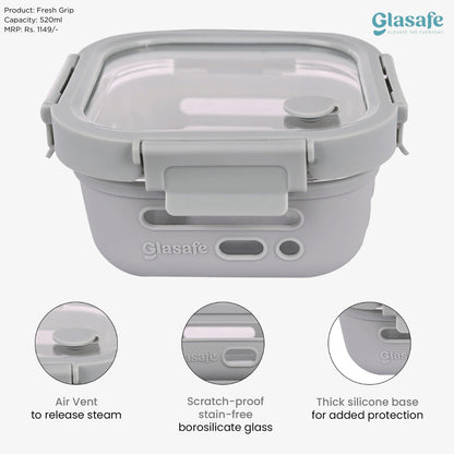 Glasafe Eat Light Combo with Lunch bag Set of 3 (Tiffin: 320mlx1 + 520mlx1)