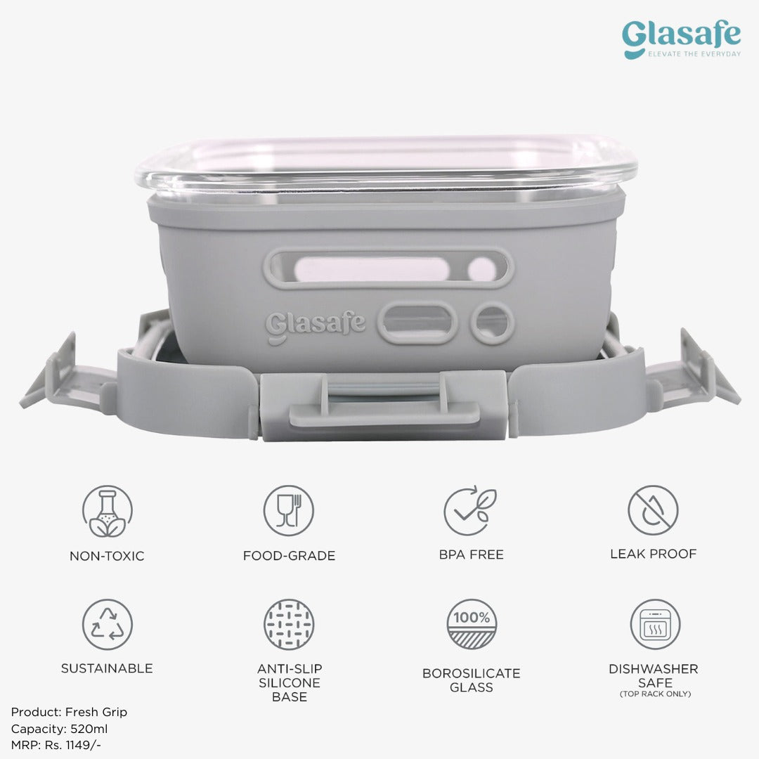 Glasafe Eat Light Combo with Lunch bag Set of 3 (Tiffin: 320mlx1 + 520mlx1)