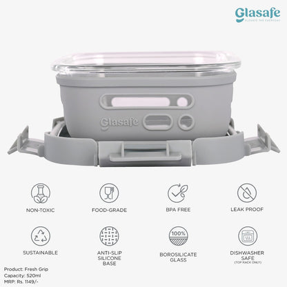 Glasafe Eat Light Combo with Lunch bag Set of 3 (Tiffin: 320mlx1 + 520mlx1)