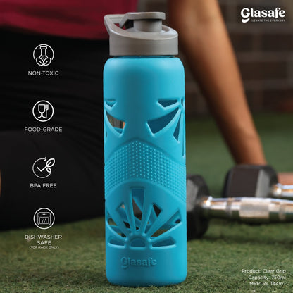 Glasafe Hydration Combo Set Of 3 (Bottle: 750mlX1 + Drinking Glass 350mlX2)
