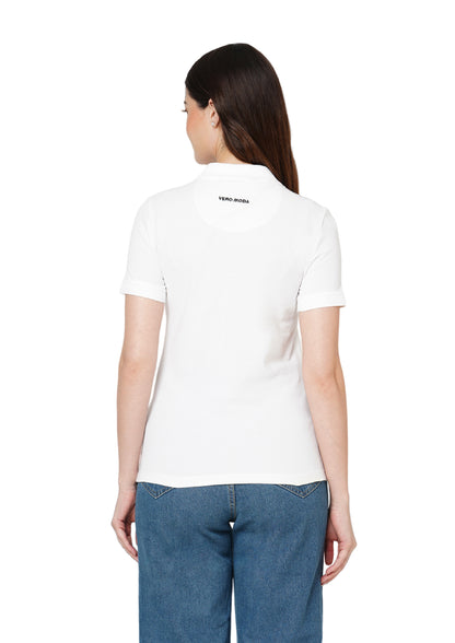 Vero Moda Jacquard Polo - White