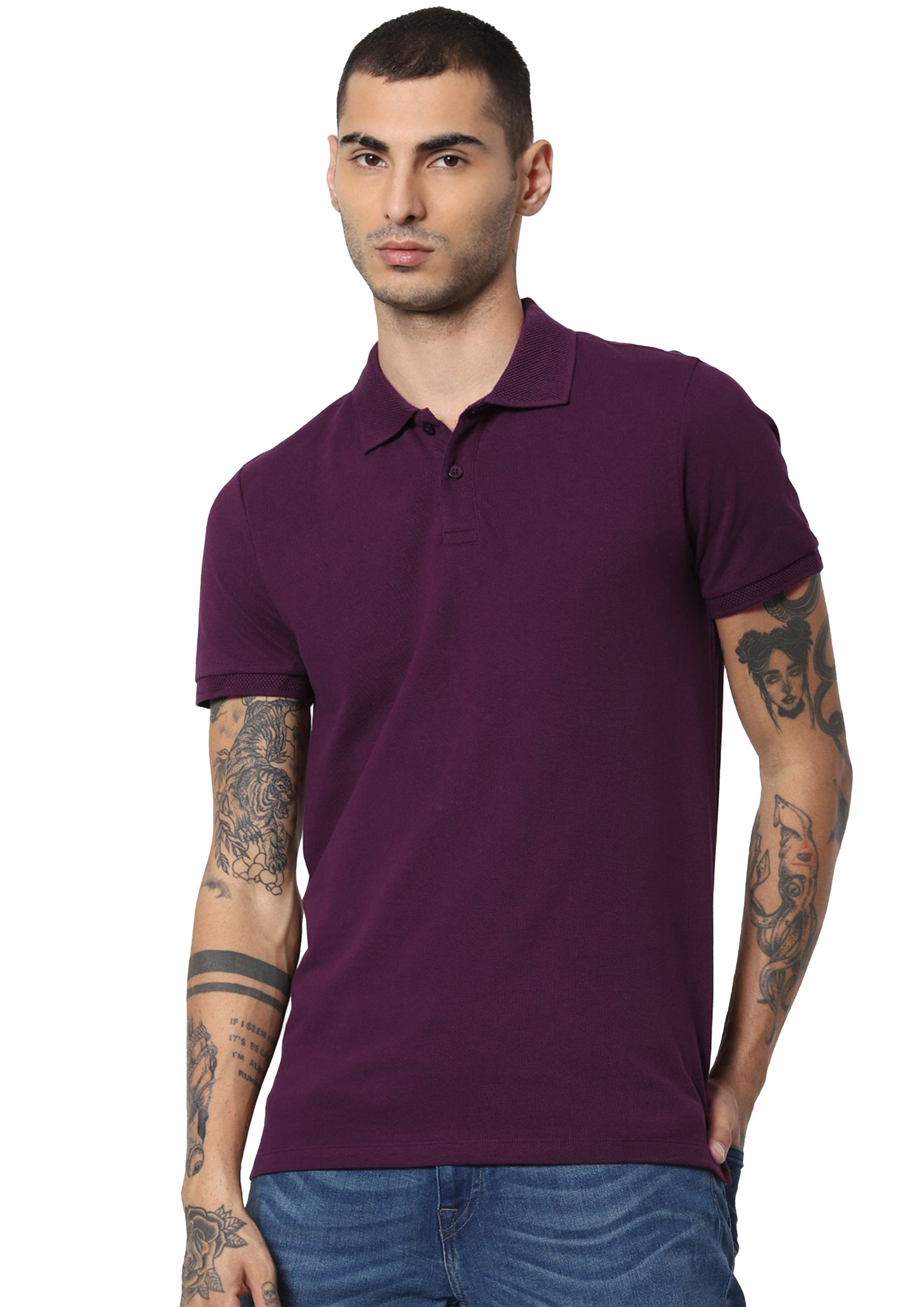 Jack&Jones Jacquard Plain Polo - Wine